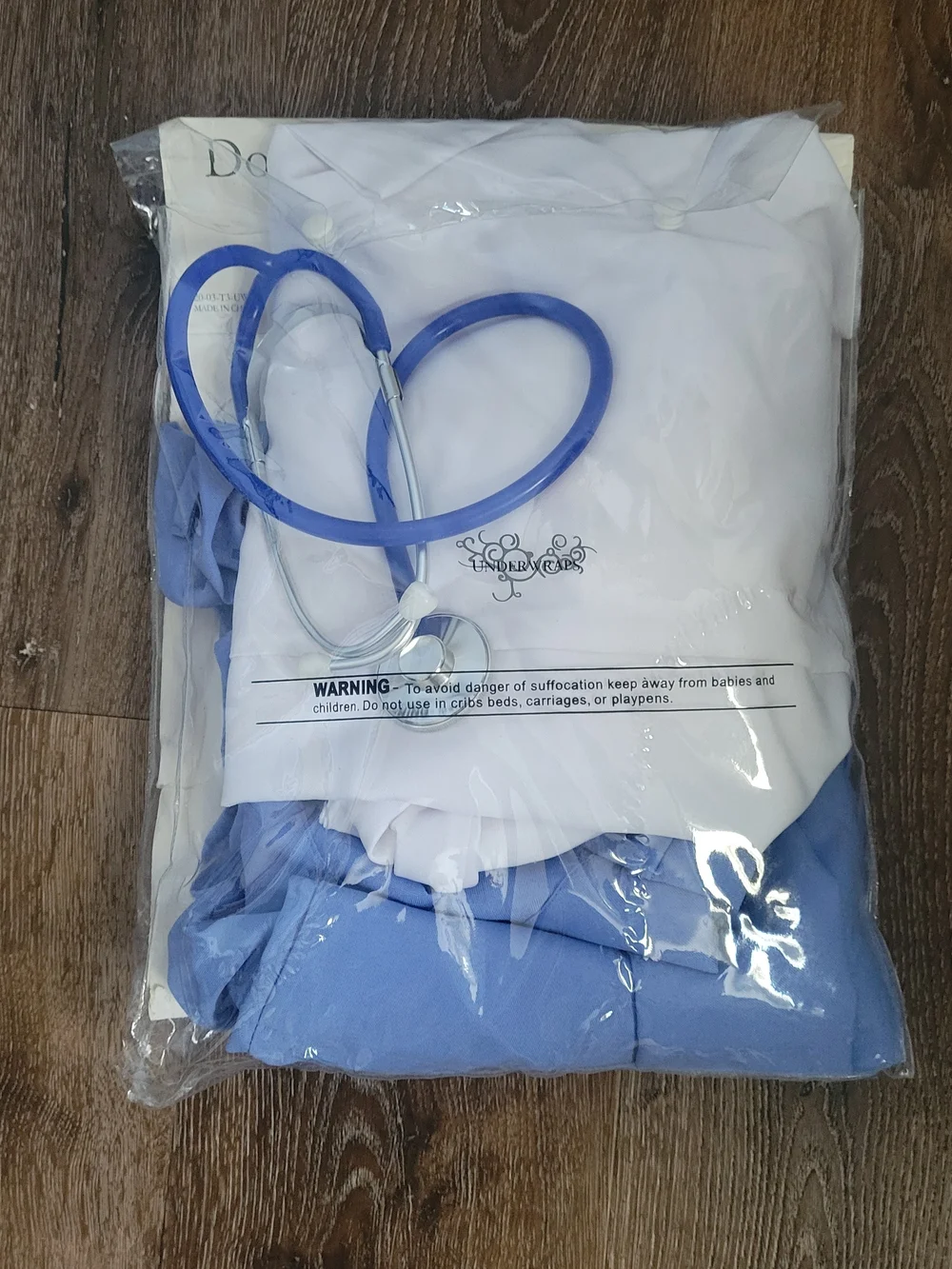 Underwraps Doctor Scrubs with Lab Coat - Light Blue